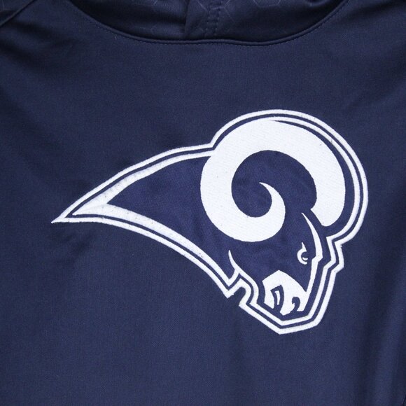 NFL TEAM APPAREL LA RAMS NAVY BLUE YOUTH SZ SMALL PULL OVER HOODIE FRONT POCKETS - Picture 2 of 6